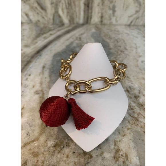 Gold Link 8” Bracelet with Dark Red Accent #FSU colors - Picture 4 of 4